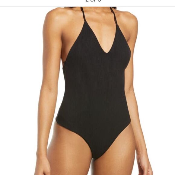 AFRM HARA BODYSUIT T BACK RIBBED BLACK NWT 3X - Picture 1 of 5
